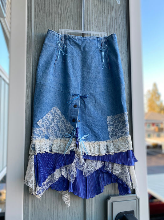 Vintage Jean Skirt Rework